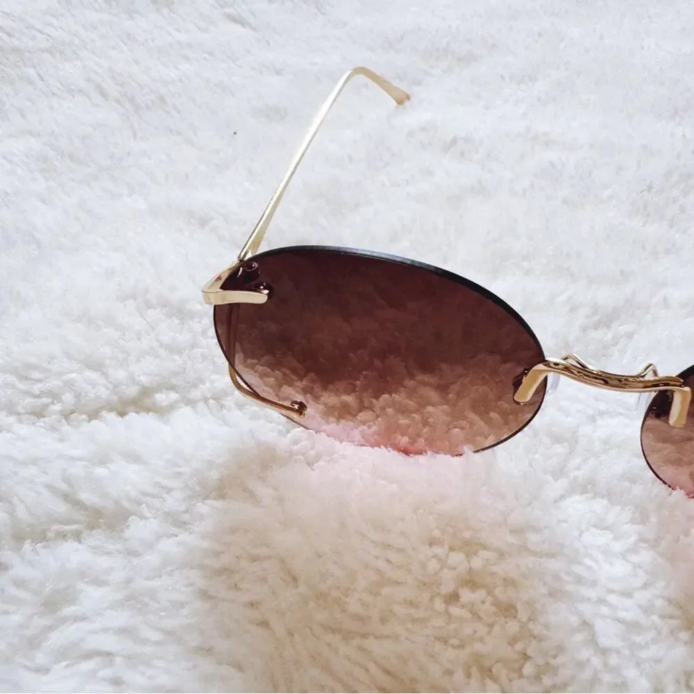 Ruth Clear Brown & Pink Round Metal Sunglasses